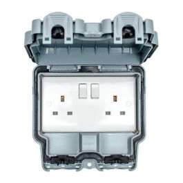 Ipx2 Socket IP66 13A 2 Gang Lockable Weatherproof Switched Socket Double Pole