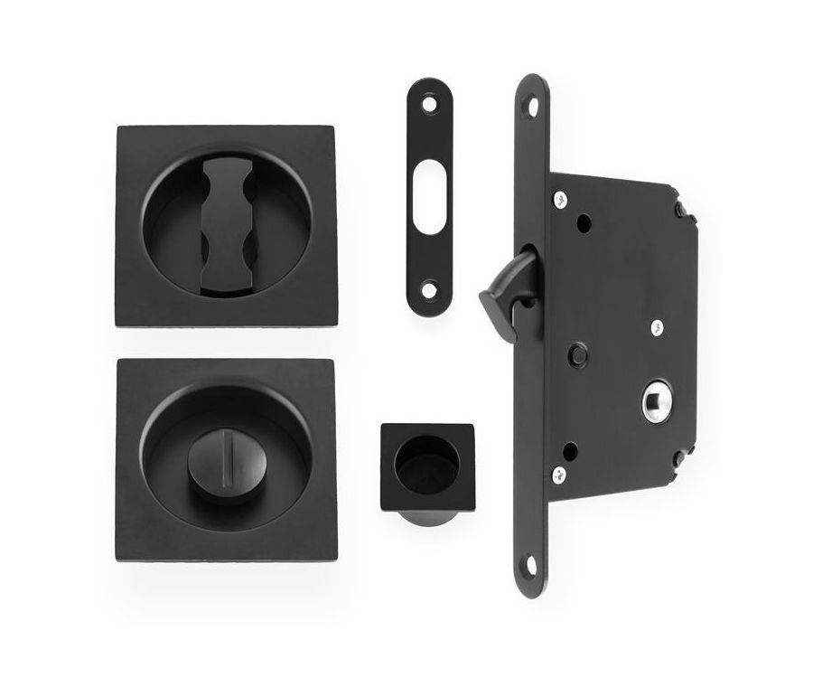 AW Black Square Sliding Door Locking Kit | AW111RBL