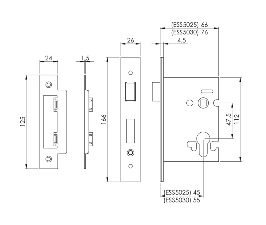 76mm Satin Brass Easi T Euro Profile Sashock | ESS5030SB