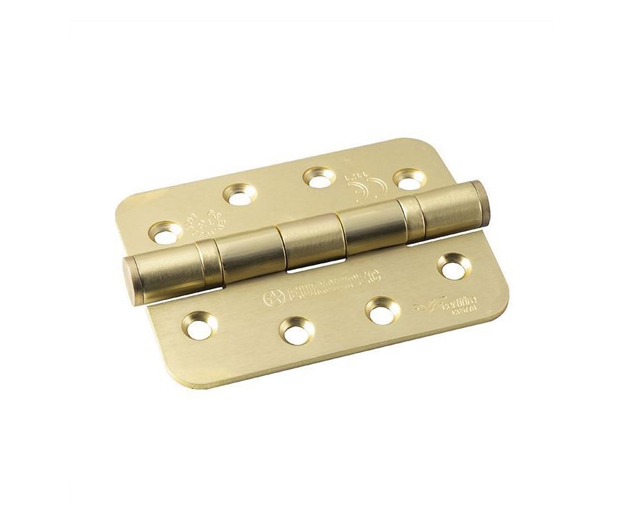 Pair 102mm Grade 13 Satin Brass Ball Bearing Radius Hinge | HIN1433P/13SB/R