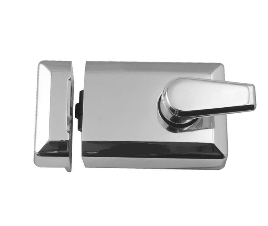 JL5011CP Polished Chrome Case & Cylinder Rollerbolt Night Latch