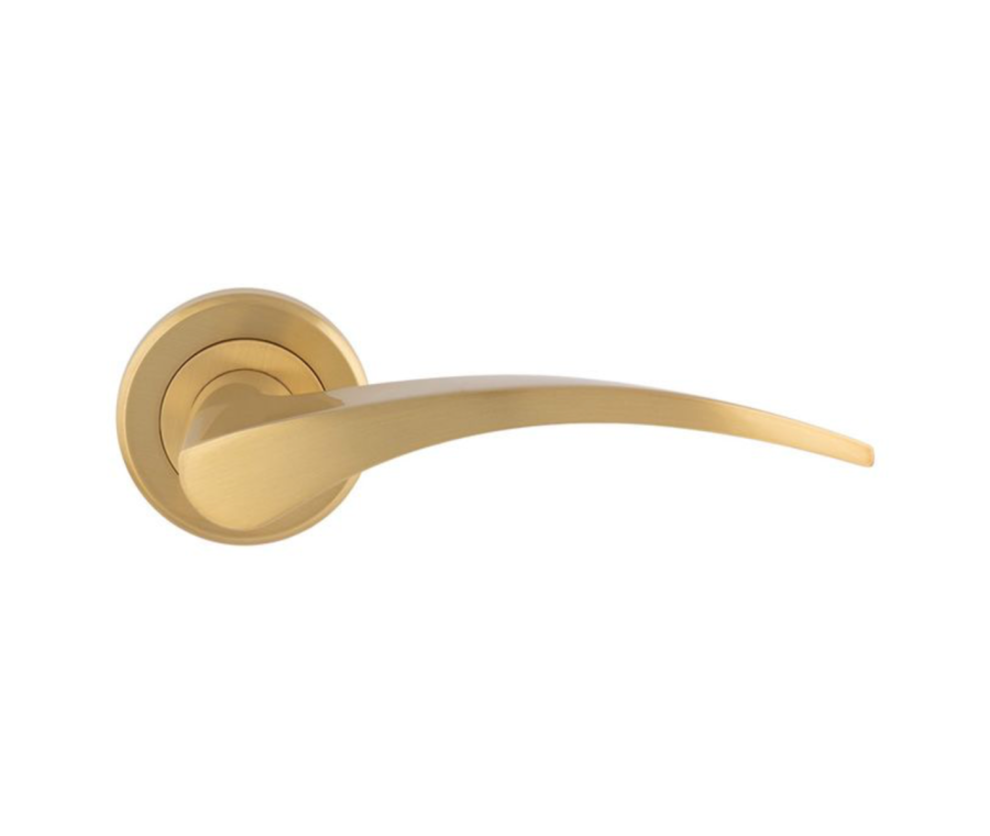 Set Carlisle Satin Brass Serozzetta Olivier Lever on round rose | ZIN3112SB