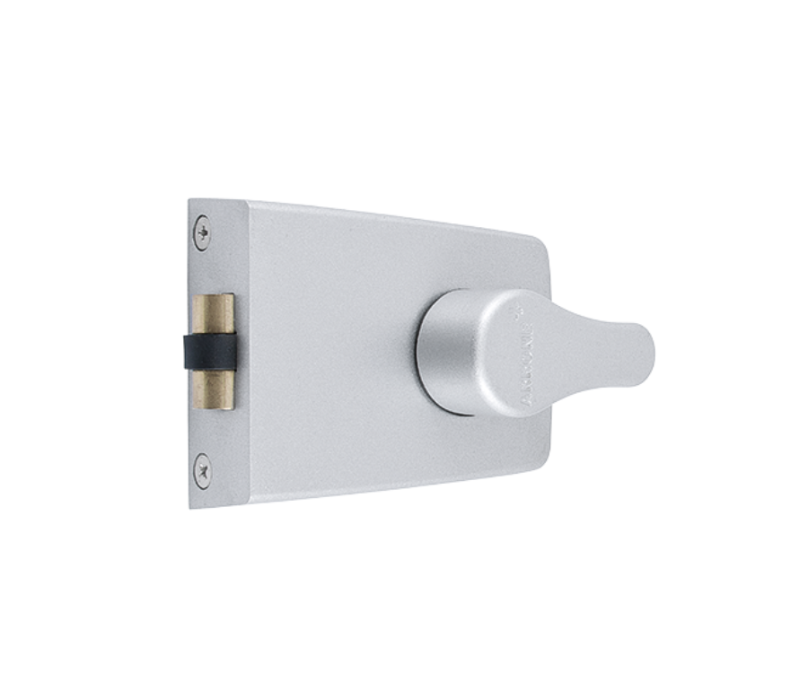 Silver Standard Deadlocking Roller Latch with Brass Rim Cylinder | AR850-SE-PB