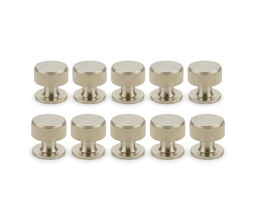 Pack 10 x Satin Nickel Linear Cupboard Knob - 34mm dia. | IXC713SN