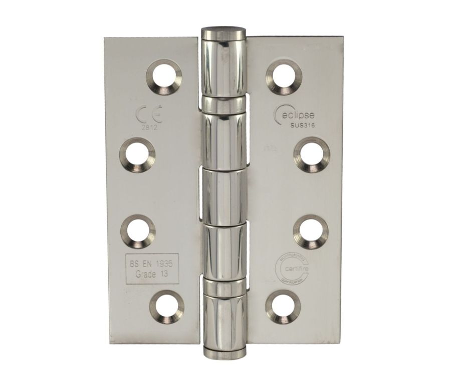Eclipse Polished Stainless 102mm Marine Grade 316 BB Hinges  | 14884