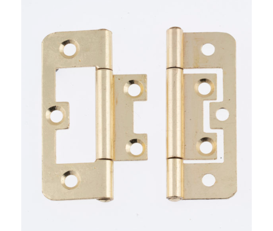 Pair Eclipse 60mm Electro Brass Flush Hinges | 14961
