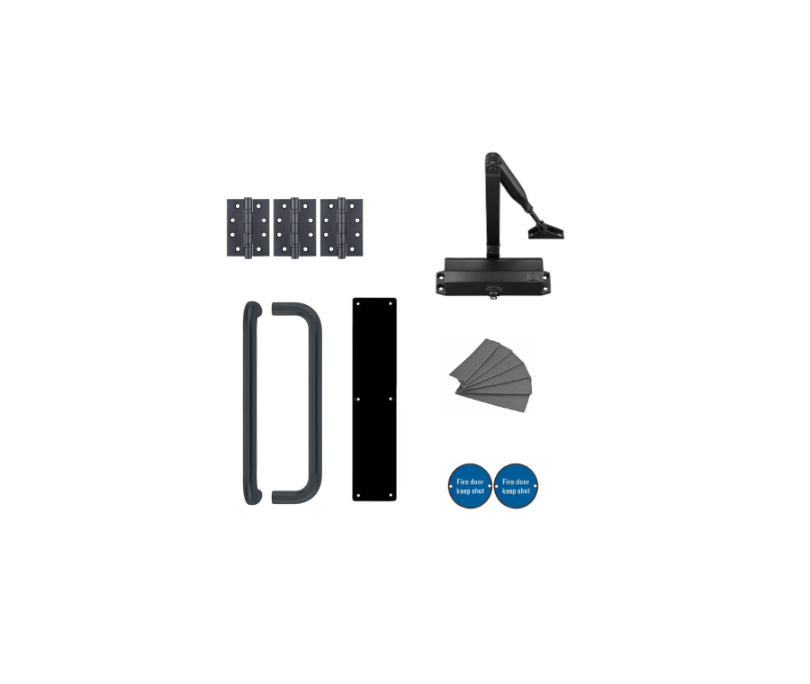 Architectural Corridor Fire Door Non-Locking Kit Matt Black | KITA2-FDP-A2-BK