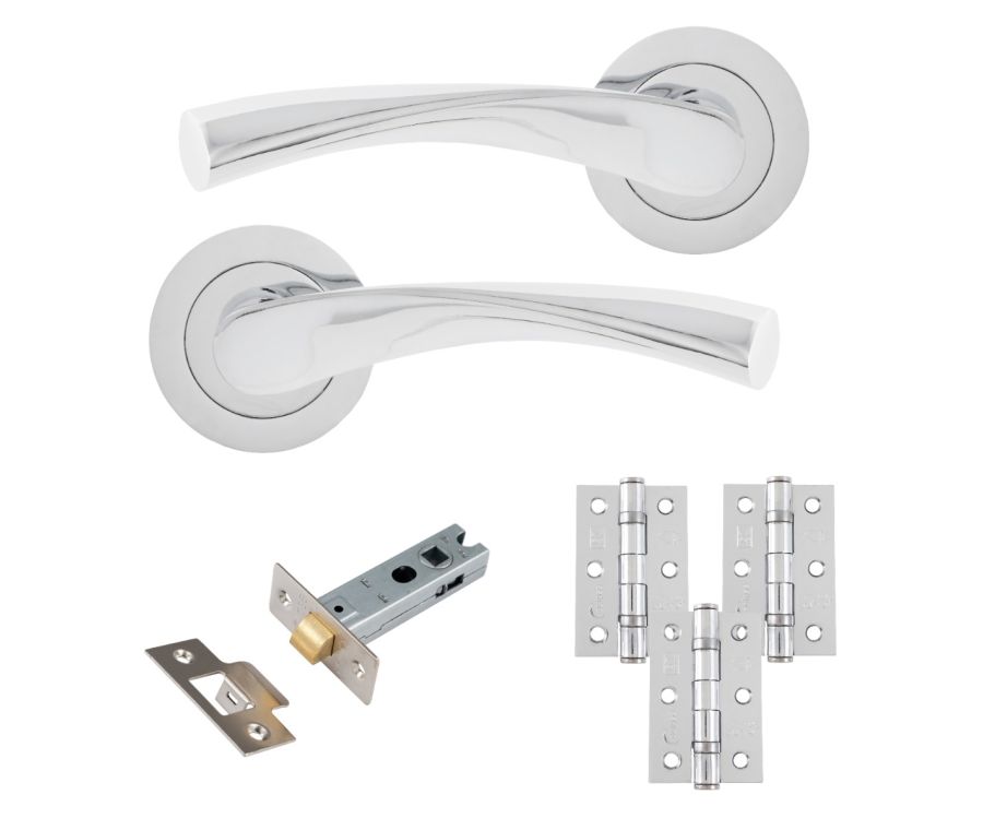 Eclipse Freestyle Polished Chrome Monza Latch Door Pack | 76x51mm (3