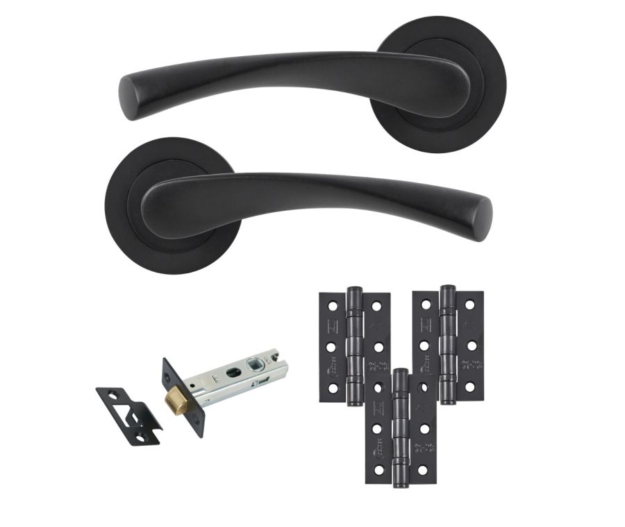 Eclipse Freestyle Matt Black Monza Latch Door Pack | 76x51mm (3