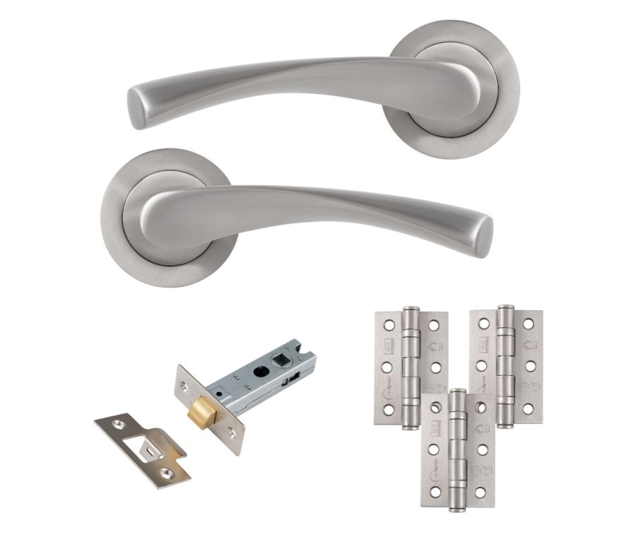 Eclipse Freestyle Satin Nickel Monza Latch Door Pack | 76x51mm (3