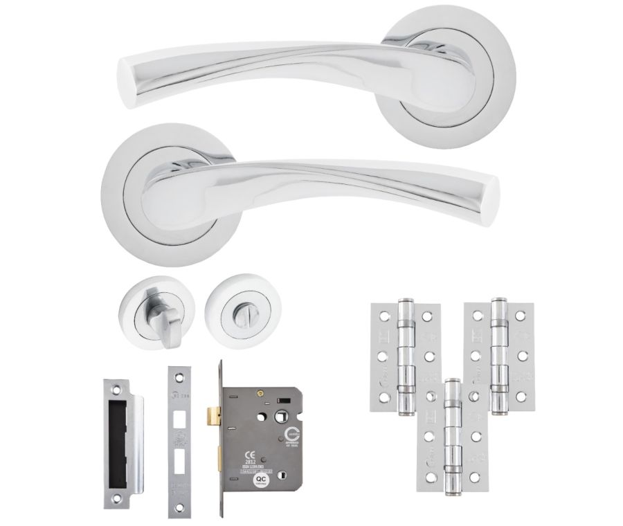 Eclipse Freestyle Polished Chrome Monza Bathroom Door Pack | 76x51mm (3