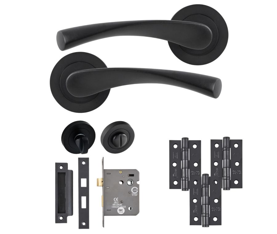 Eclipse Freestyle Matt Black Monza Bathroom Door Pack | 76x51mm (3
