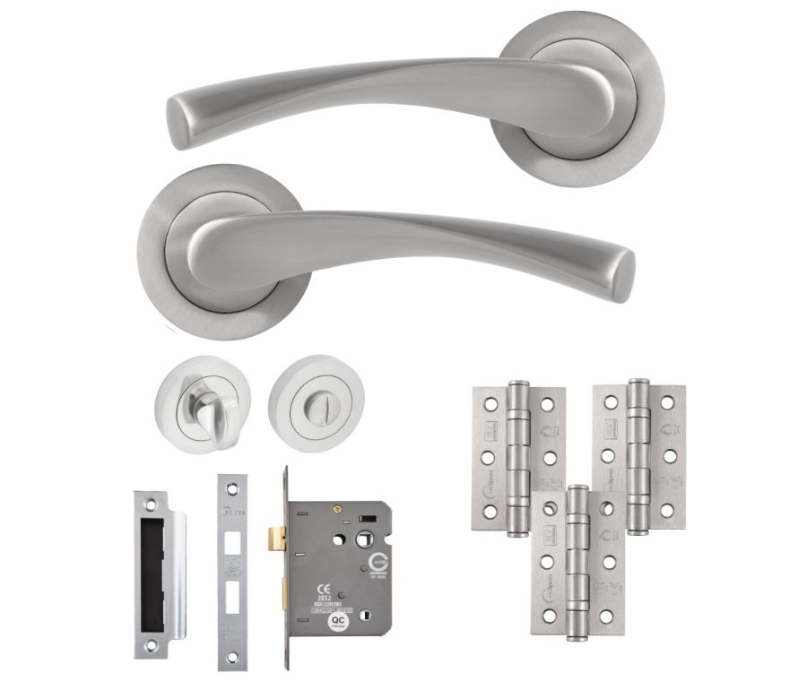 Eclipse Freestyle Satin Nickel Monza Bathroom Door Pack | 76x51mm (3