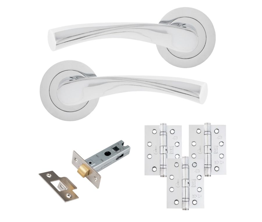 Eclipse Freestyle Polished Chrome Monza Latch Door Pack | 102x76mm (4
