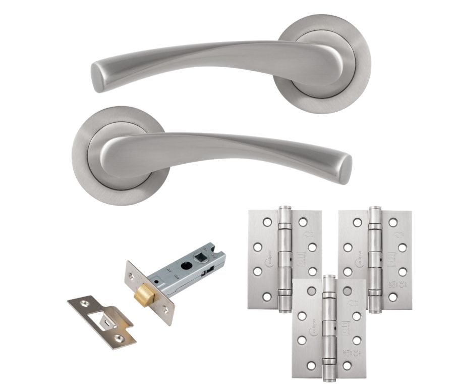 Eclipse Freestyle Satin Nickel Monza Latch Door Pack | 102x76mm (4