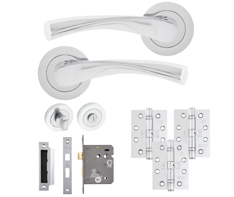 Eclipse Freestyle Polished Chrome Monza Bathroom Door Pack | 102x76mm (4