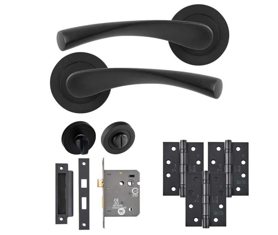 Eclipse Freestyle Matt Black Monza Bathroom Door Pack | 102x76mm (4