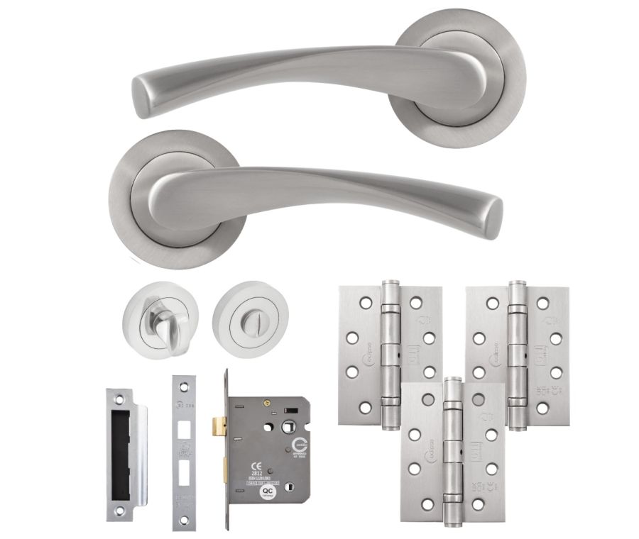 Eclipse Freestyle Satin Nickel Monza Bathroom Door Pack | 102x76mm (4