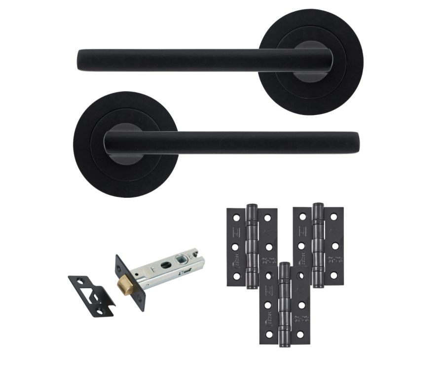 Eclipse Freestyle Matt Black Auriga Latch Door Pack | 76x51mm (3