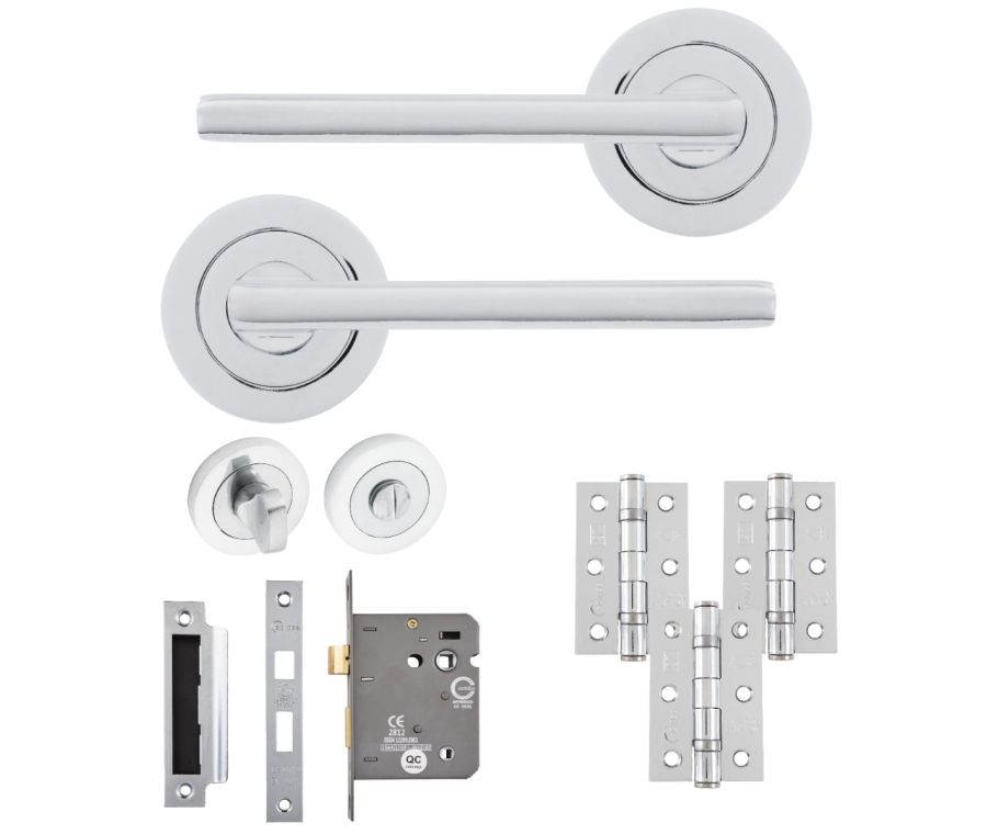 Eclipse Freestyle Polished Chrome Auriga Bathroom Door Pack | 76x51mm (3