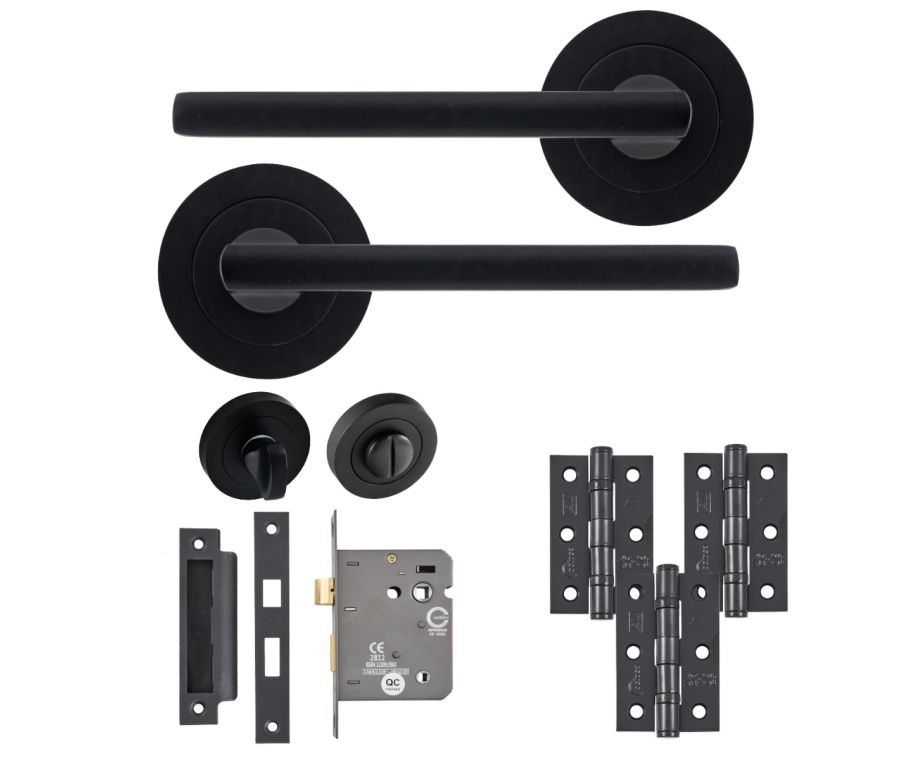 Eclipse Freestyle Matt Black Auriga Bathroom Door Pack | 76x51mm (3