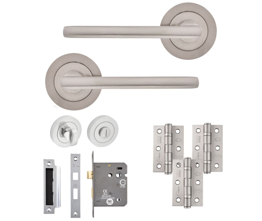 Eclipse Freestyle Satin Nickel Auriga Bathroom Door Pack | 76x51mm (3