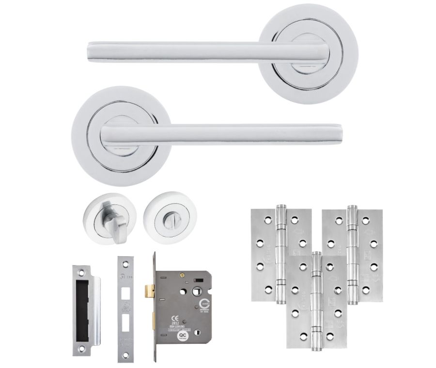 Eclipse Freestyle Polished Chrome Auriga Bathroom Door Pack | 102x67mm (4