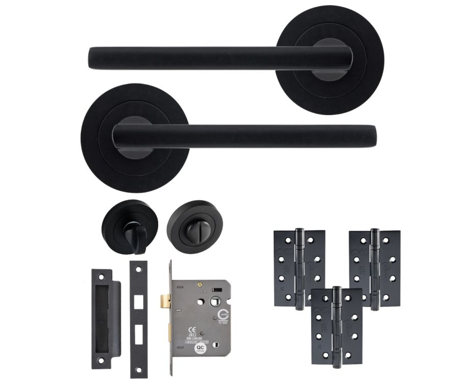 Eclipse Freestyle Matt Black Auriga Bathroom Door Pack | 102x67mm (4