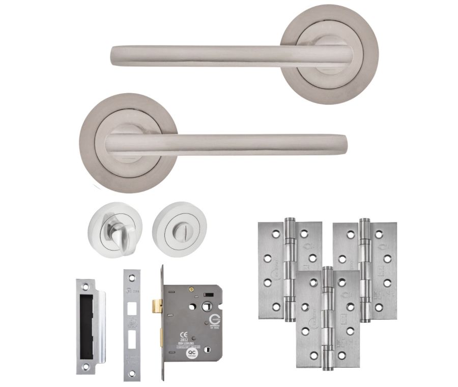Eclipse Freestyle Satin Nickel Auriga Bathroom Door Pack | 102x67mm (4