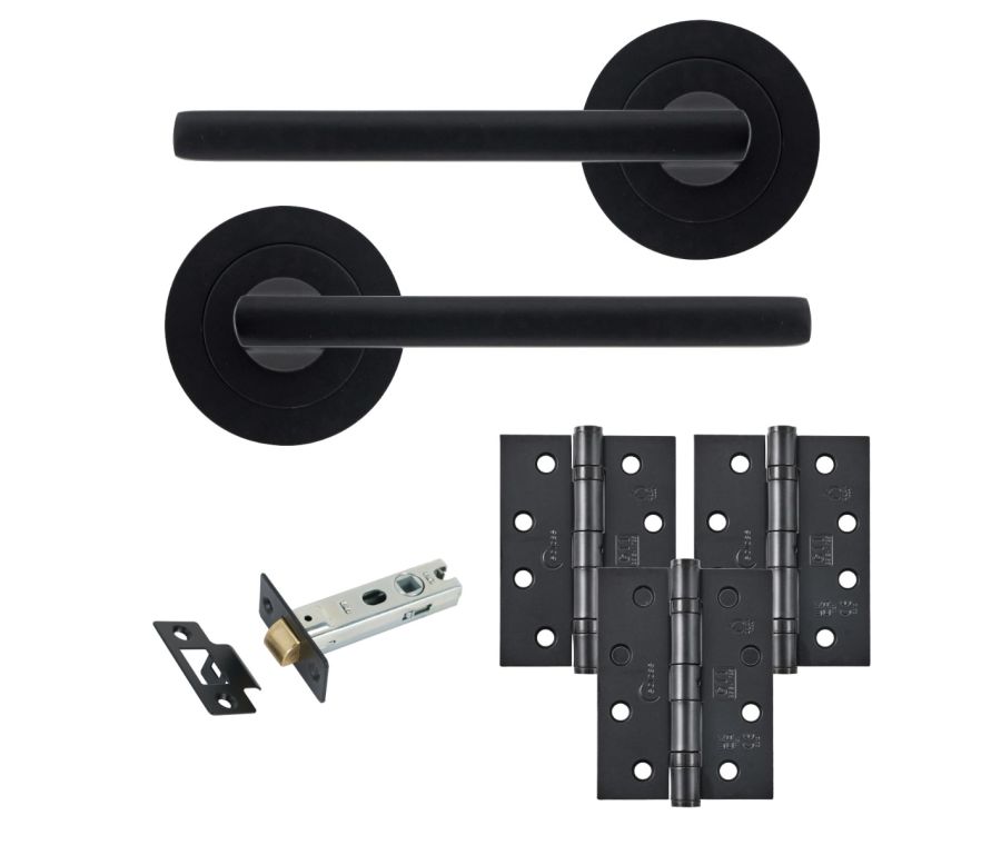 Eclipse Freestyle Matt Black Auriga Latch Door Pack | 102x76mm (4