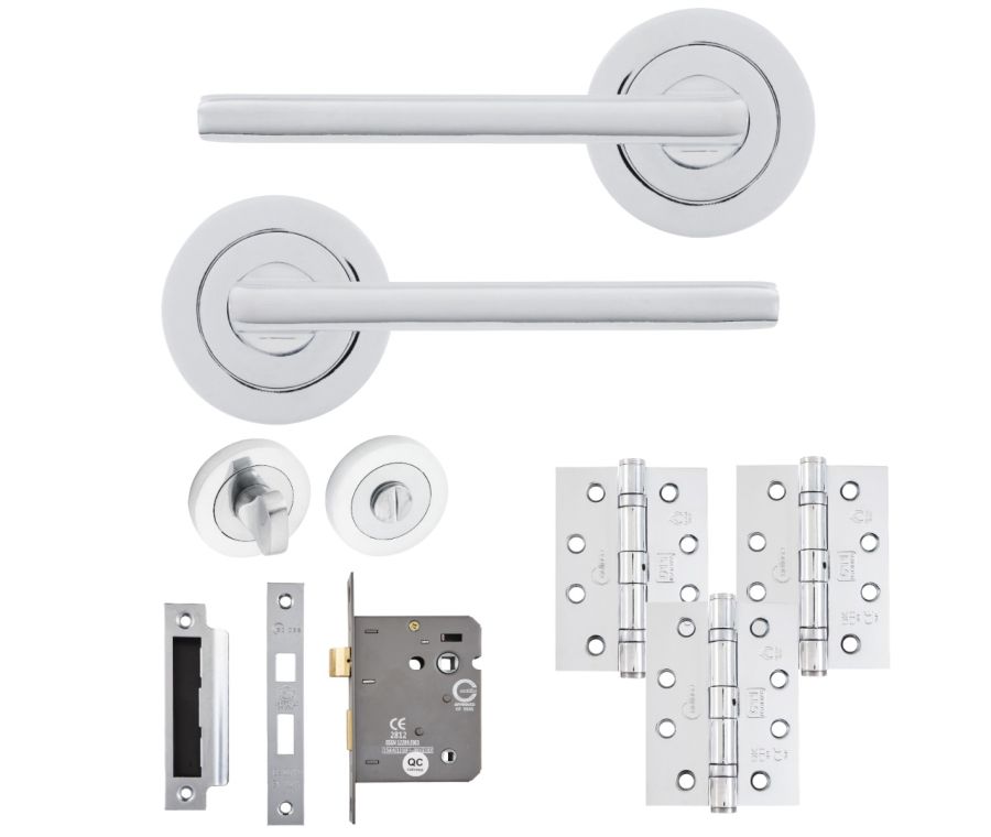Eclipse Freestyle Polished Chrome Auriga Bathroom Door Pack | 102x76mm (4