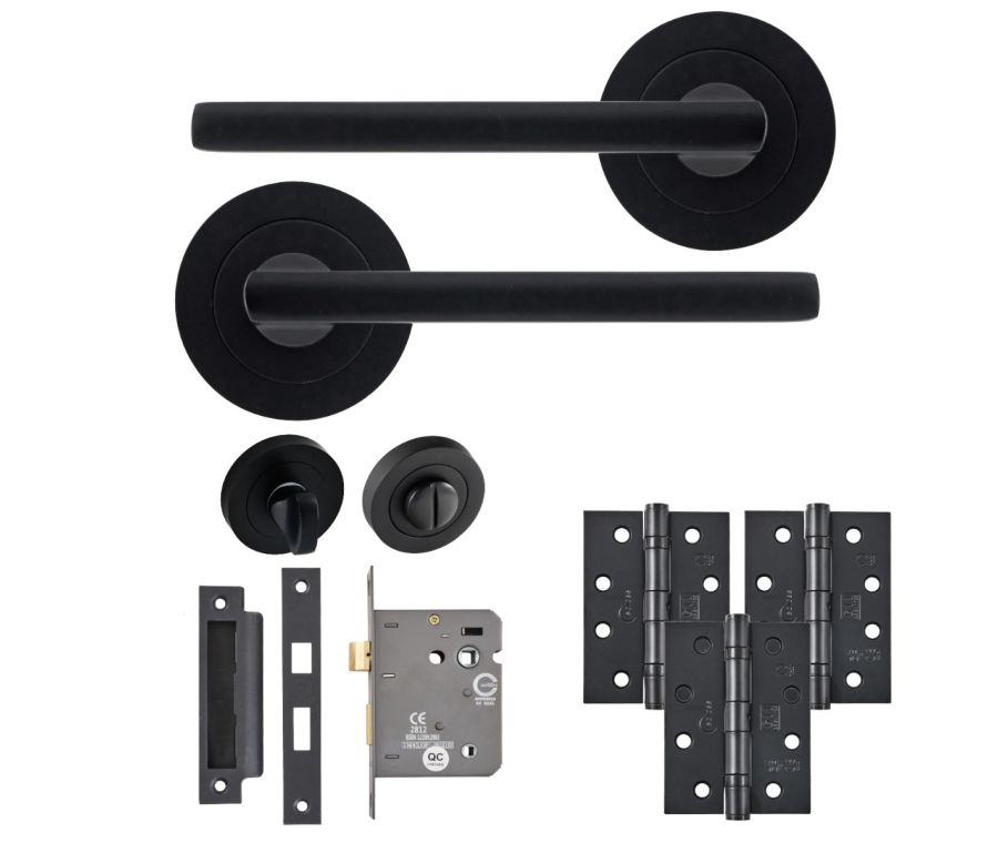 Eclipse Freestyle Matt Black Auriga Bathroom Door Pack | 102x76mm (4