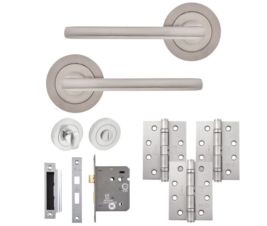 Eclipse Freestyle Satin Nickel Auriga Bathroom Door Pack | 102x76mm (4