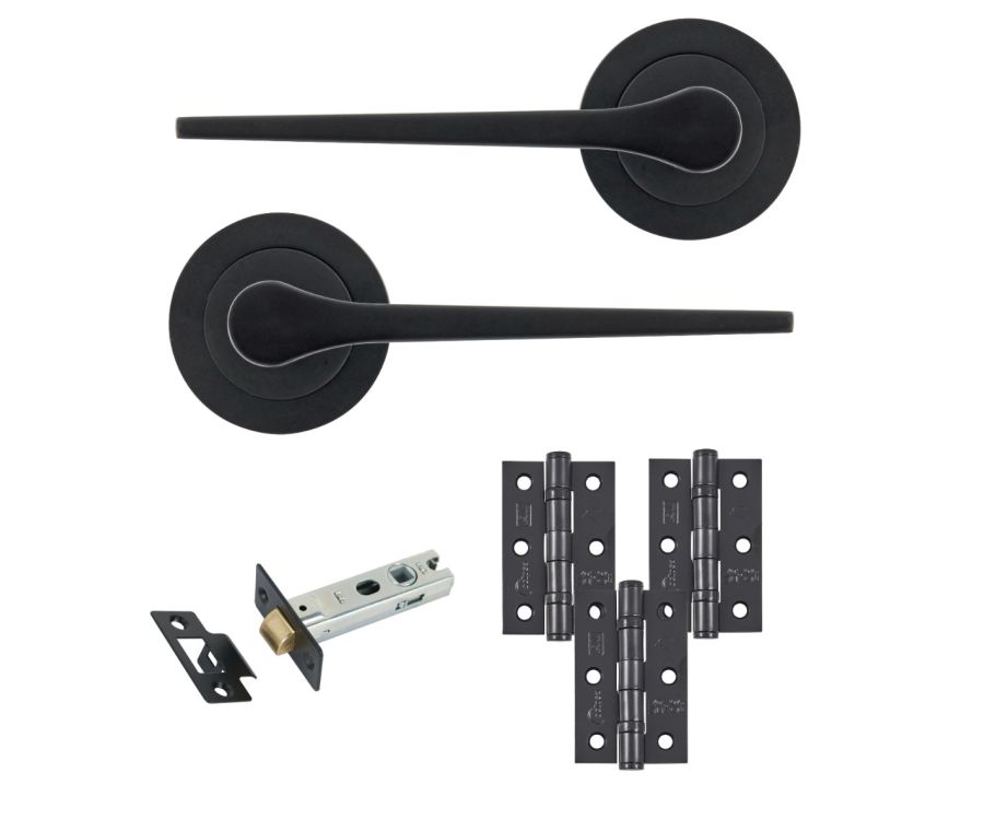 Eclipse Freestyle Matt Black Monte Latch Door Pack | 76x51mm (3