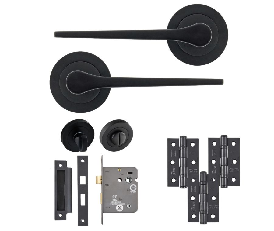 Eclipse Freestyle Matt Black Monte Bathroom Door Pack | 76x51mm (3