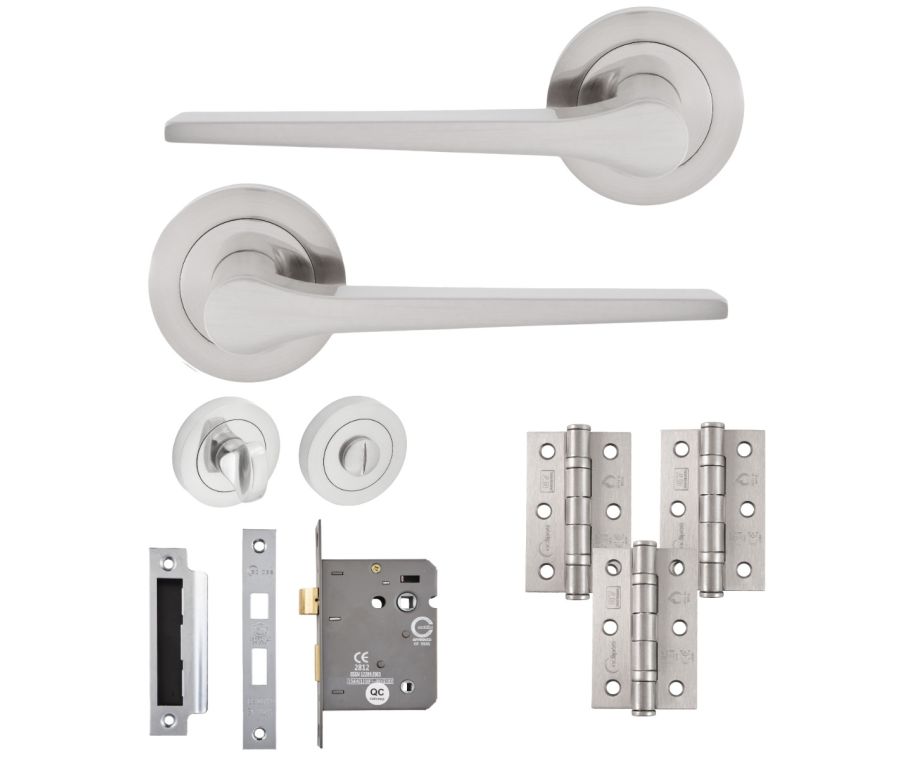 Eclipse Freestyle Satin Nickel Monte Bathroom Door Pack | 76x51mm (3