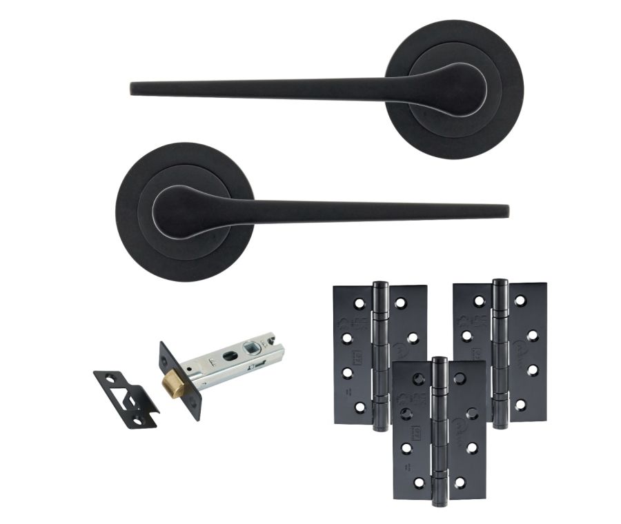 Eclipse Freestyle Matt Black Monte Latch Door Pack | 102x67mm (4