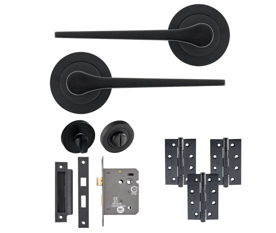 Eclipse Freestyle Matt Black Monte Bathroom Door Pack | 102x67mm (4
