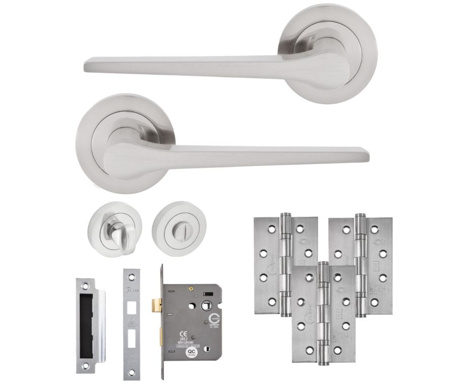 Eclipse Freestyle Satin Nickel Monte Bathroom Door Pack | 102x67mm (4