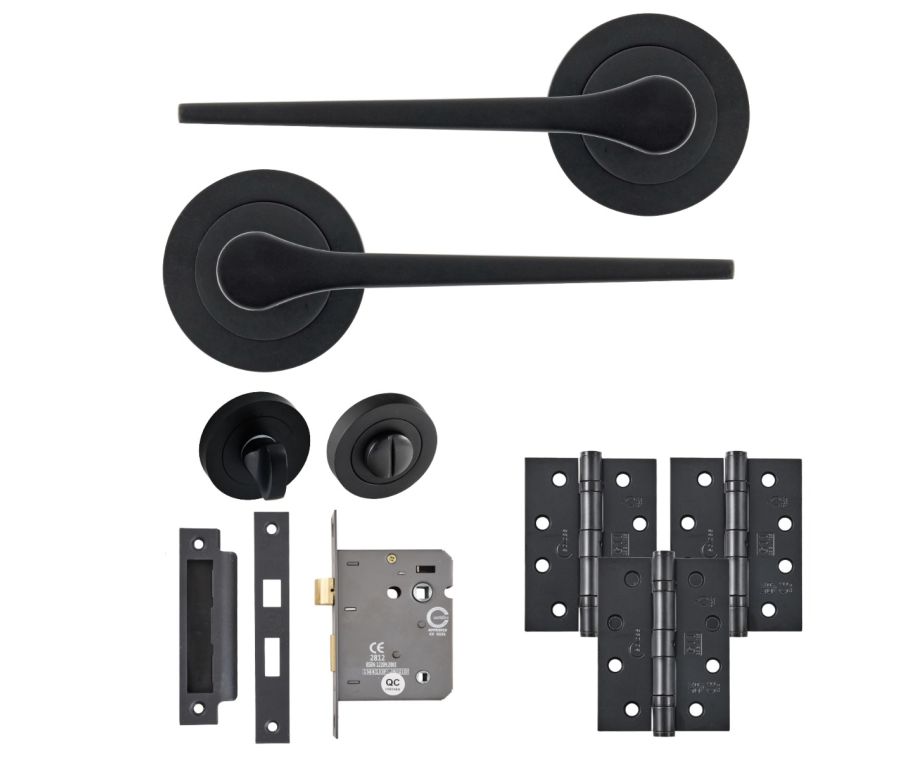 Eclipse Freestyle Matt Black Monte Bathroom Door Pack | 102x76mm (4