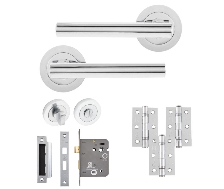 Eclipse Freestyle Polished Chrome Corvette Bathroom Door Pack | 76x51mm (3