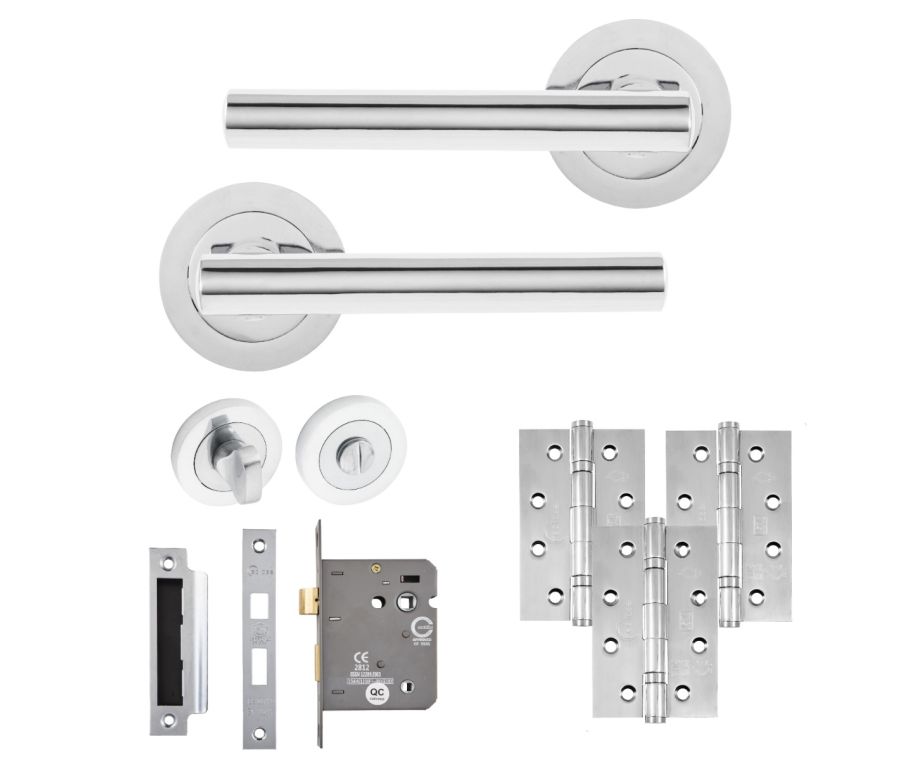 Eclipse Freestyle Polished Chrome Corvette Bathroom Door Pack | 102x67mm (4