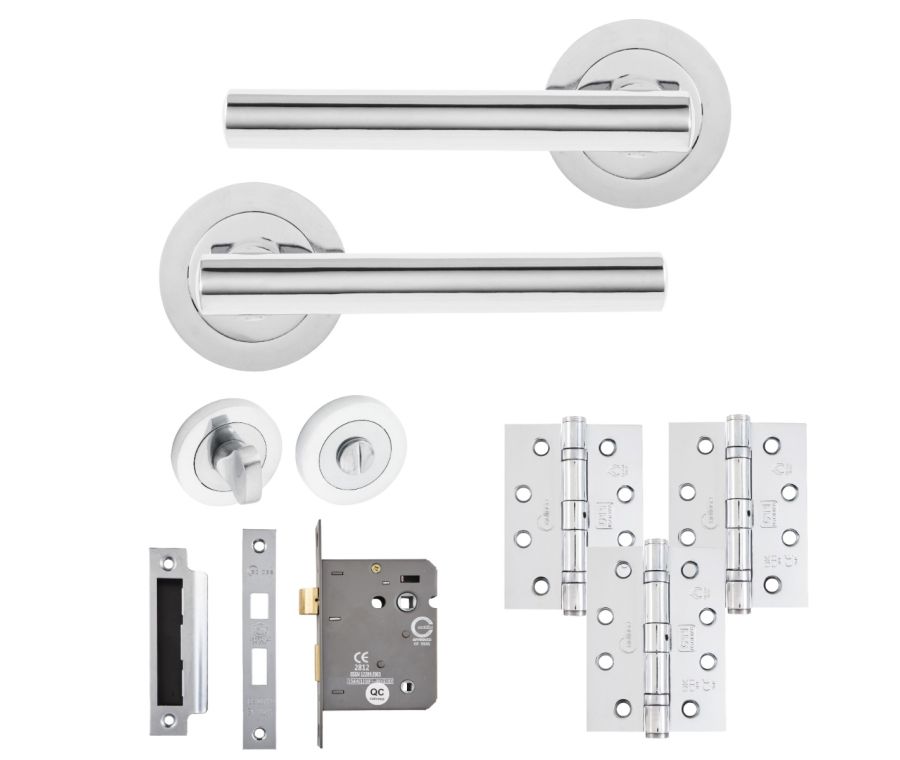 Eclipse Freestyle Polished Chrome Corvette Bathroom Door Pack | 102x76mm (4