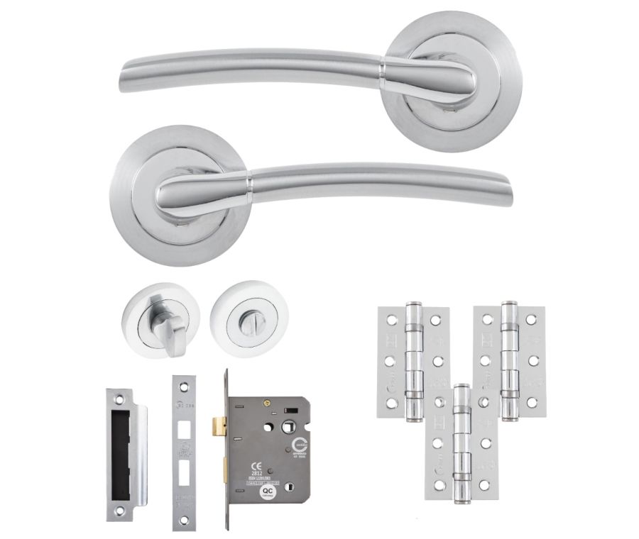 Eclipse Freestyle Polished & Satin Chrome Tifosi Bathroom Door Pack | 76x51mm (3