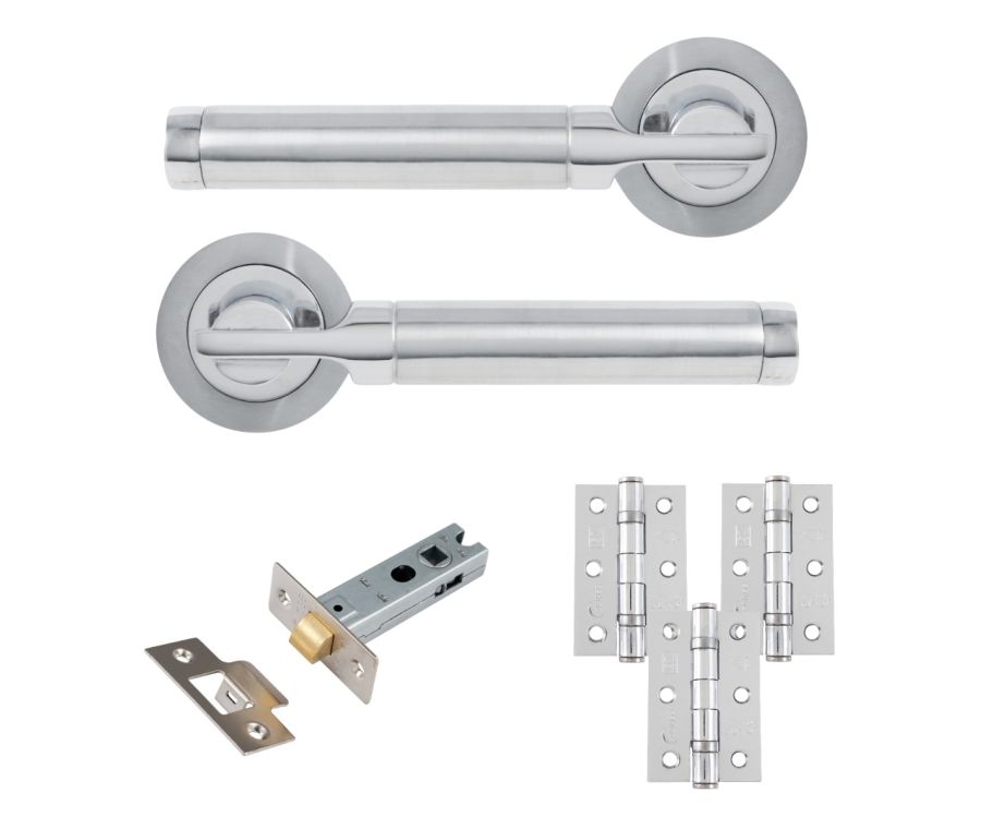 Eclipse Insignia Polished & Satin Chrome Elettra Latch Door Pack | 76x51mm (3