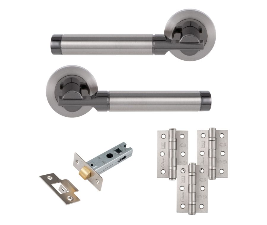 Eclipse Insignia Satin & Black Nickel Elettra Latch Door Pack | 76x51mm (3