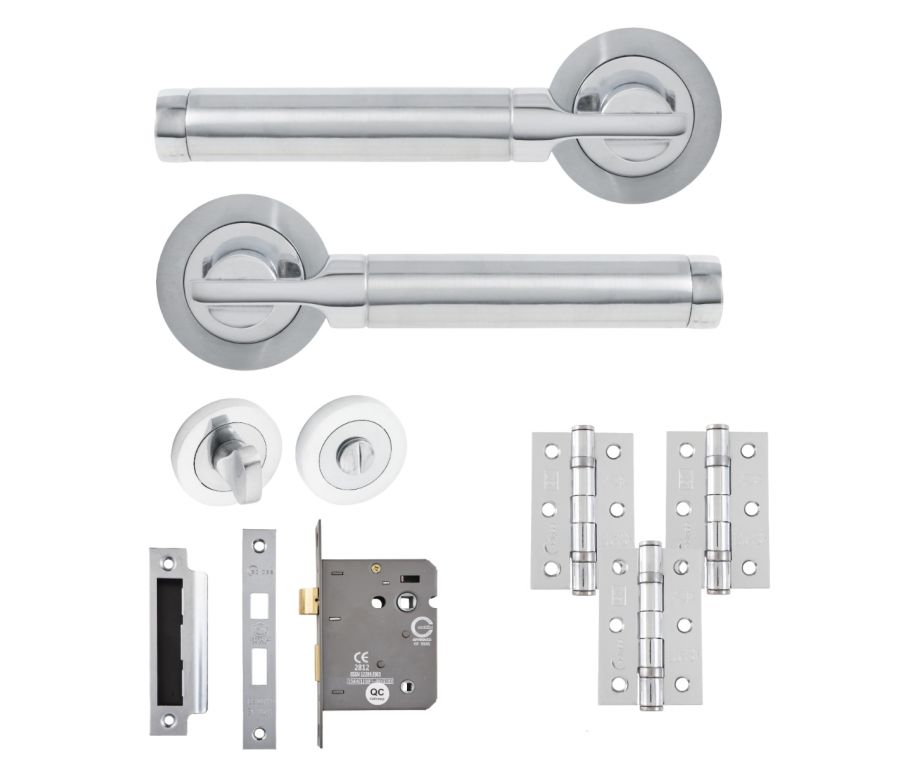 Eclipse Insignia Polished & Satin Chrome Elettra Bathroom Door Pack | 76x51mm (3