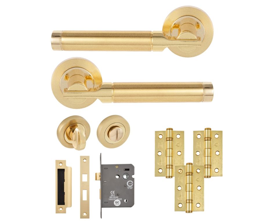 Eclipse Insignia Satin & Polished Brass Elettra Bathroom Door Pack | 76x51mm (3