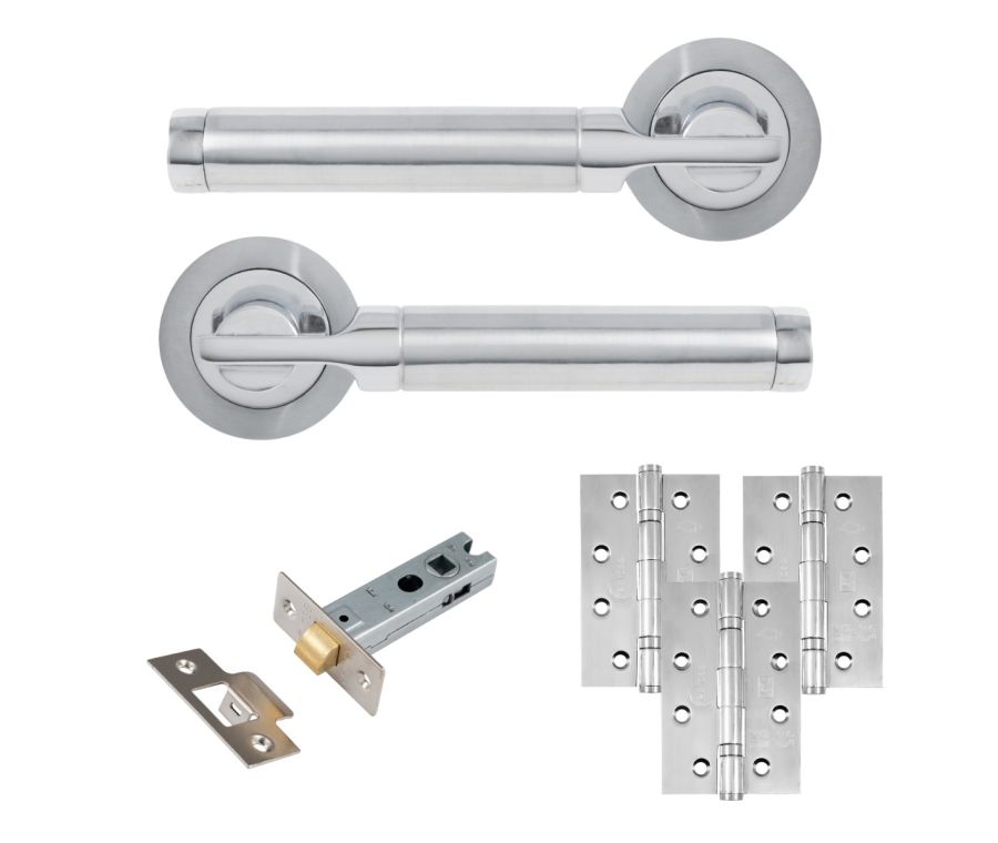 Eclipse Insignia Polished & Satin Chrome Elettra Latch Door Pack | 102x67mm (4