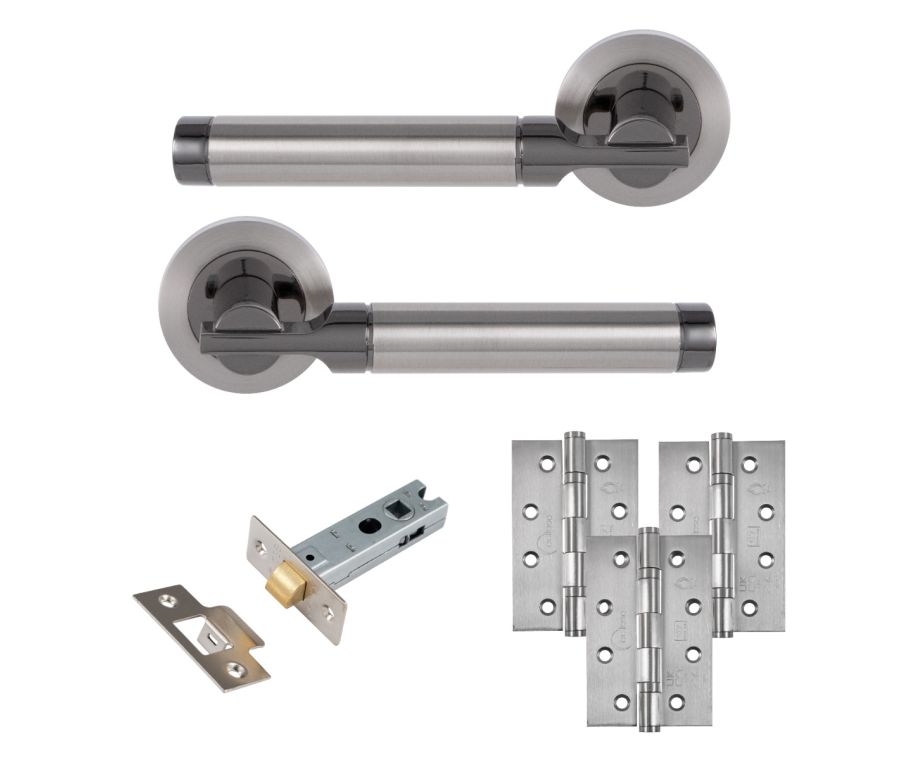 Eclipse Insignia Satin & Black Nickel Elettra Latch Door Pack | 102x67mm (4